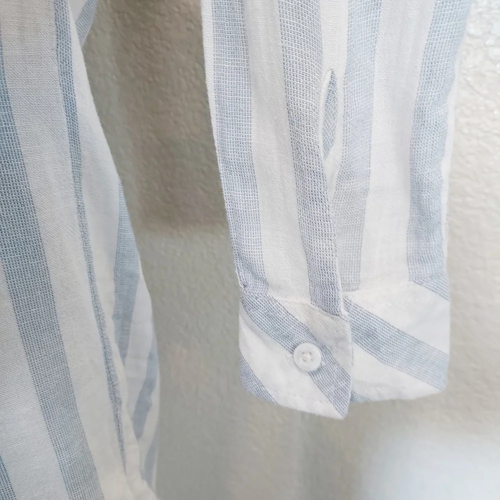 Thread & Supply Blue & White Striped Button Up Size XS - Picture 6 of 11